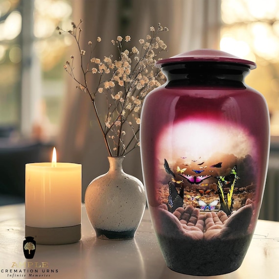 Butterflies of Hope Cremation Urn for Human Ashes Adult Large – Memorial Keepsake Urn, Funeral Tribute, Sympathy Gift
