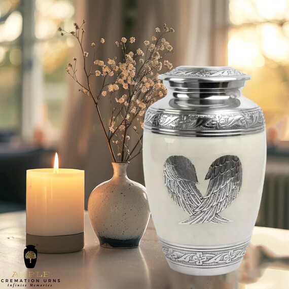 Meena-Coated Aluminum Cremation Urn: Elegant Memorial Tribute (10.5" Large, 220 Cubic Inches)