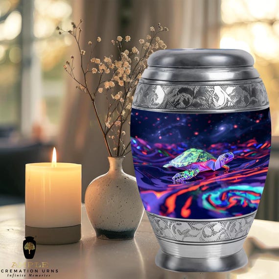 Meena-Coated Aluminum Cremation Urn – Large & Keepsake Sizes