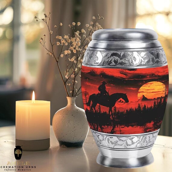 Meena Coated Cremation Urn: Handcrafted Aluminum Memorial Vessel