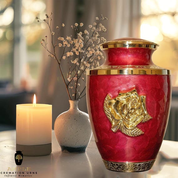 Elegant Aluminum Cremation Urn – Large Memorial Urn with Meena Coating