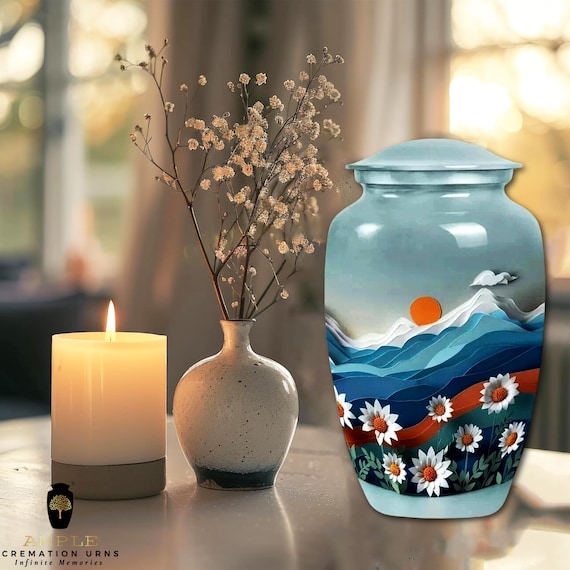 Handcrafted Aluminum Cremation Urn with Meena Coating