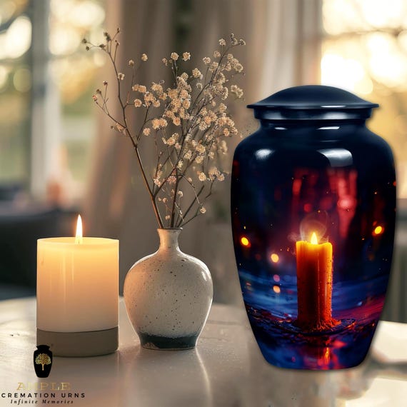 Handcrafted Aluminium Cremation Urn with Meena Coating