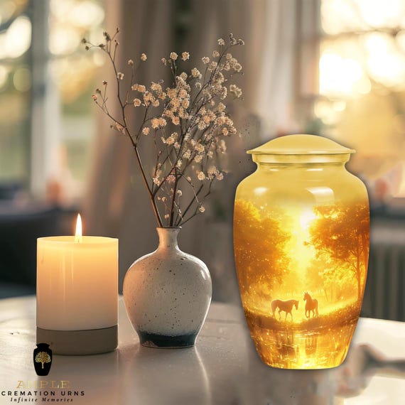 Ample Cremation Urns Aluminium Cremation Vessel with Elegant Handcrafted Design for Honoring Loved Ones’ Final Resting Place