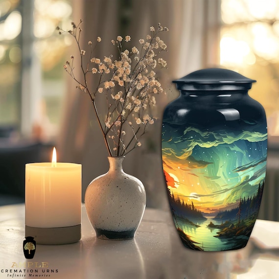 Ample Cremation Urns Aluminium Cremation Vessel with Elegant Handcrafted Design for Honoring Loved Ones’ Final Resting Place