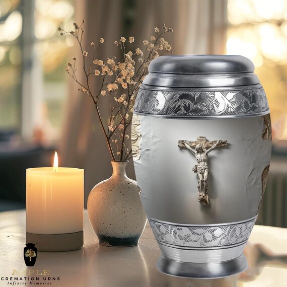 Meena Coated Aluminum Cremation Urn, Handcrafted Memorial Vessel