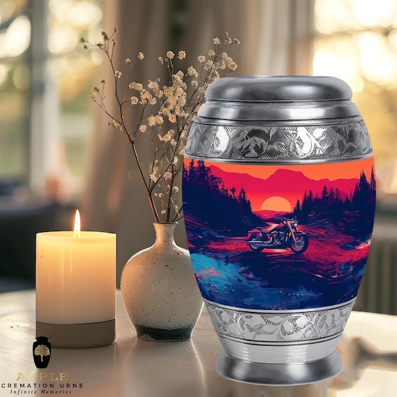 Handcrafted Aluminium Cremation Urn: Meena Coated Vessel