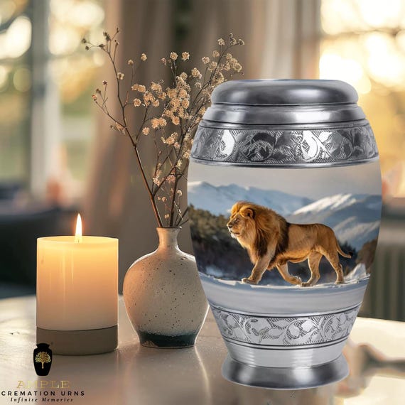 Ample Cremation Urns Aluminium Cremation Vessel with Elegant Handcrafted Design for Honoring Loved Ones’ Final Resting Place