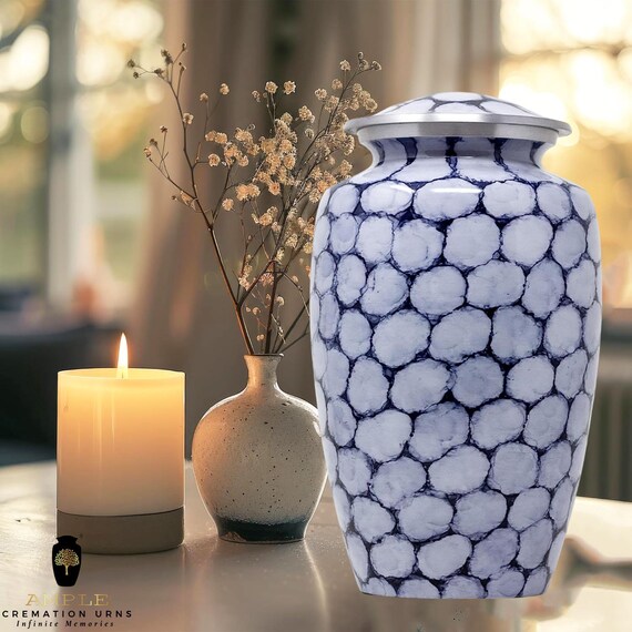 Handcrafted Aluminum Cremation Urn: Meena Coating, Large & Keepsake Sizes