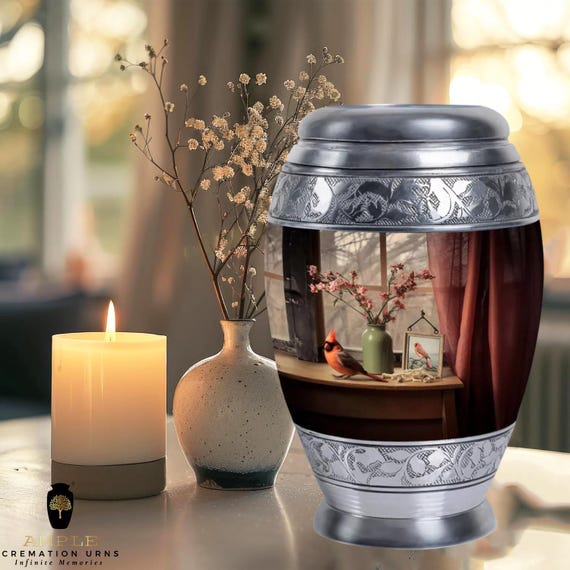 Ample Meena Coated Aluminium Cremation Urn for Ashes – Memorial Funeral Urn for Adult Ashes, Tribute & Memorial Use