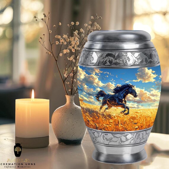 Meena Coated Aluminum Cremation Urn with Handcrafted Design
