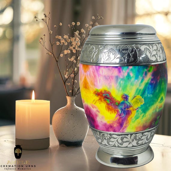 Handcrafted Aluminum Cremation Urn – Meena Coated Finish, Large (220 cu in)
