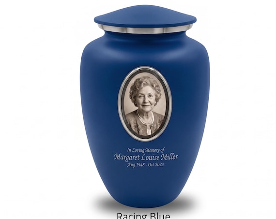 Personalized Cremation Urn for Ashes with Photo | Custom Memorial Funeral Urn | Adult Metal Keepsake Urn | 12 Colors Available