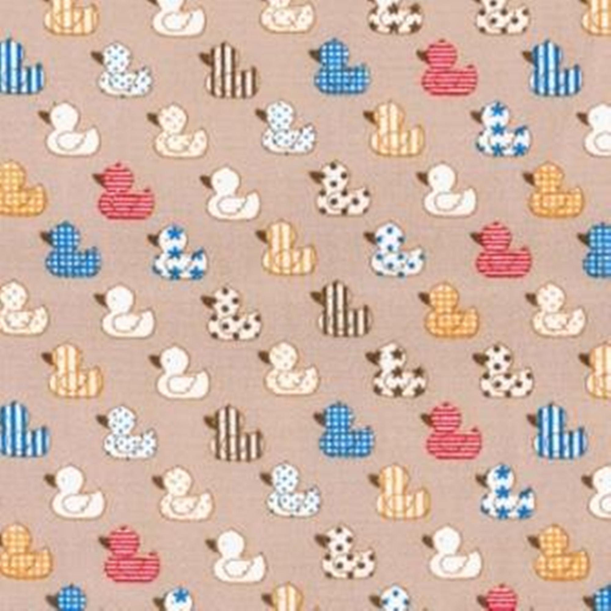 100 Cotton Patterned Duck Print on Beige Fabric 112cm X 0.5m Etsy