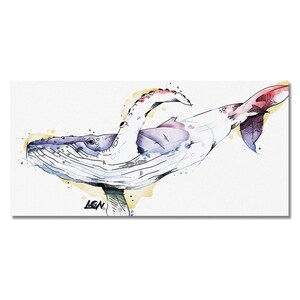 Carte postale baleine rose