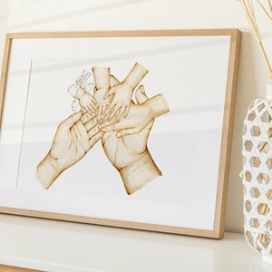 DIGITAL: Personalized Family Hands Illustration, Custom Baby Loss, Child Loss, Memorial Gift, Angel Baby, Miscarriage, Pregnancy Loss