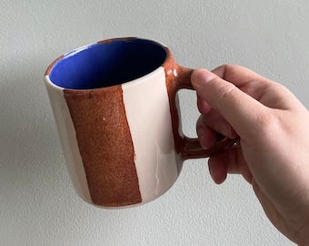 Handmade Mug | Striped Mug | Coffee Cup | Unique Ceramics | Gift for Him