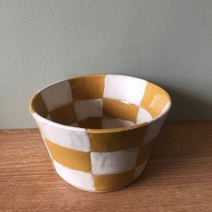 Ceramic Checkered Bowl | Handmade Bowl | Modern | Checker Pattern | Salad Bowl