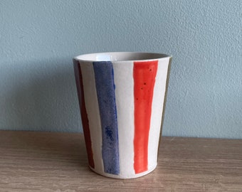 Striped Ceramic Cup | Striped Tumbler | Handmade Ceramic Cup | Unique Ceramics