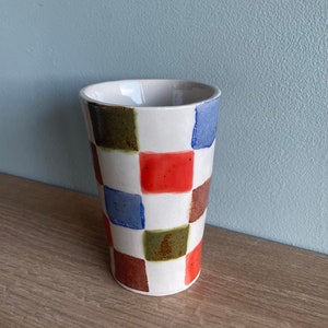 Checkered Cup | Ceramic Tumbler | Water Cup | Handmade Ceramic Cup