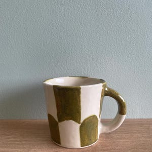 Green Checkered Mug | Handmade Ceramics | Coffee Mug