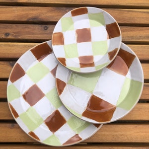 Checkered Plate Set | Ceramic Plate | Serving Dishes | Stacking Plates