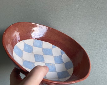 Checkered Ceramic Bowl | Serving Bowl | Decorative Bowl | Modern Decor