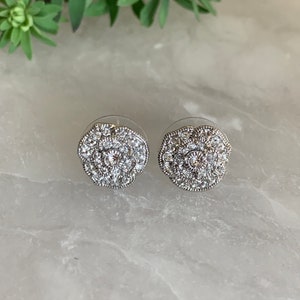 Vintage Style Pave Swarovski Rose Earrings, Clear Swarovski Crystal Earrings, Diamond Earrings,Statement Crystal Earrings,Christmas Earrings