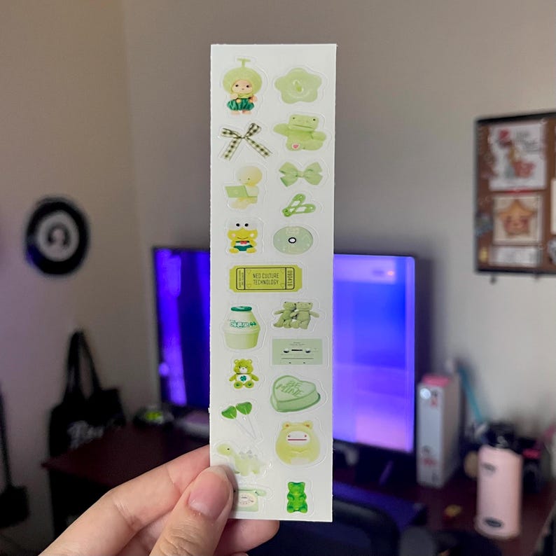 Cute Aesthetic Sticker Sheet - Waterproof Kawaii Stickers Green