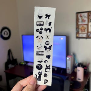 Cute Aesthetic Sticker Sheet - Waterproof Kawaii Stickers Black