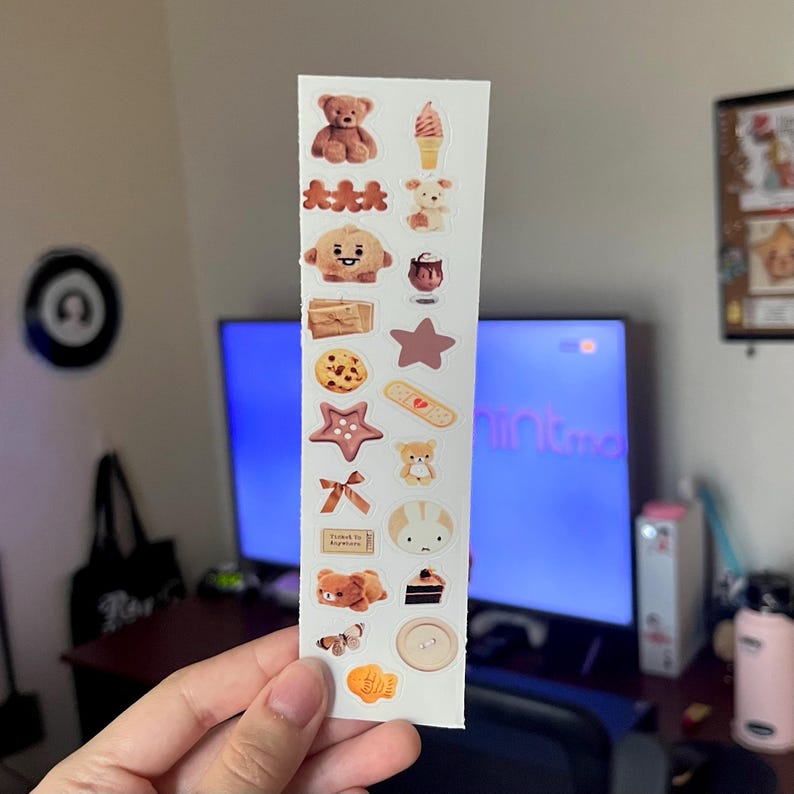 Cute Aesthetic Sticker Sheet - Waterproof Kawaii Stickers Brown