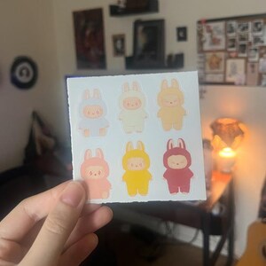 labubu sticker sheet for water bottle, kpop top loaders / photocards, journaling, phone case, electronics, etc. image 2