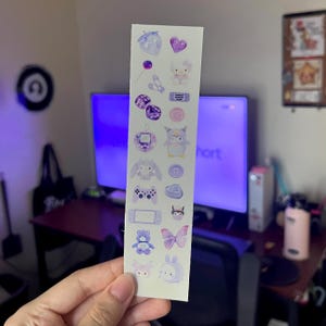 Cute Aesthetic Sticker Sheet - Waterproof Kawaii Stickers Purple