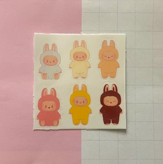 labubu sticker sheet for water bottle, kpop top loaders / photocards, journaling, phone case, electronics, etc.