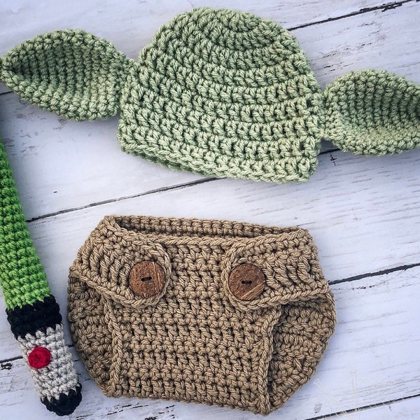 PATTERN/ Yoda Inspired Newborn Outfit/ Crochet