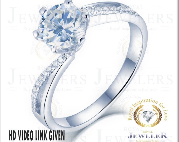 1.45 CT Forever One Moissanite Engagement Ring, 14K/18K Gold Ring, Wedding Ring, Art Deco Ring, Promise Ring, Moissanite Anniversary Ring