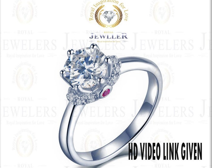 8.5mm Forever One Moissanite Engagement Ring, White Round Moissanite, Moissanite Wedding Ring, 14K Gold Ring, Art Deco Ring, Ring For Women