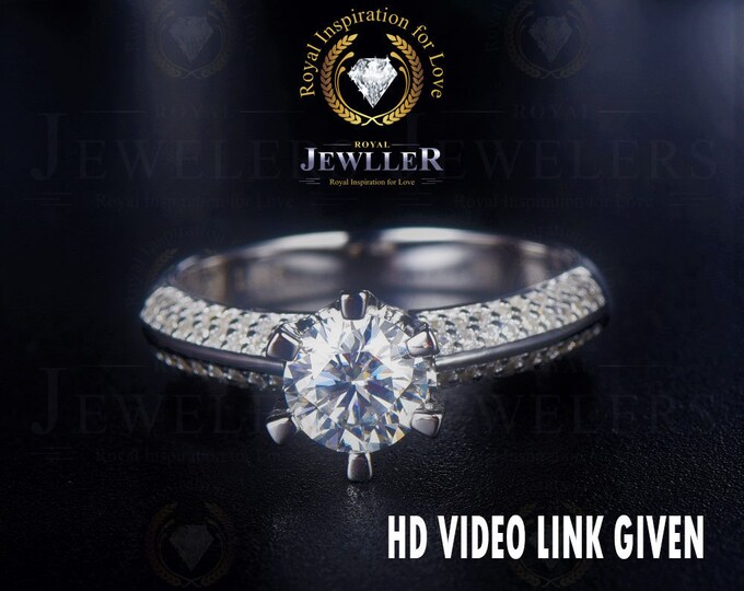 2.0Ct Forever One Moissanite Engagement Ring, Moissanite Wedding Ring, 14Kt Gold Ring, Moissanite Solitaire, Art Deco Ring, Promise Ring