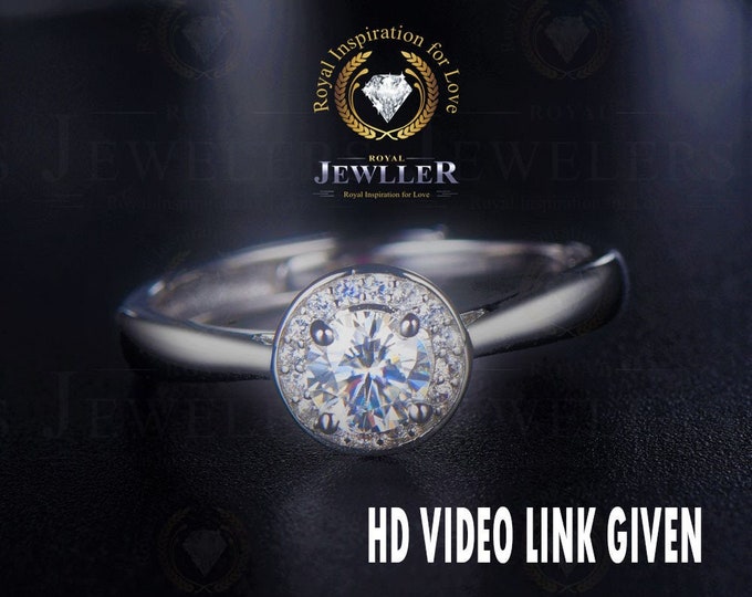 7mm Certified Forever One Moissanite Engagement Ring,Gold Wedding Ring, Art Deco Ring, Moissanite Engagement Ring, Halo Ring, 14K/18K Gold