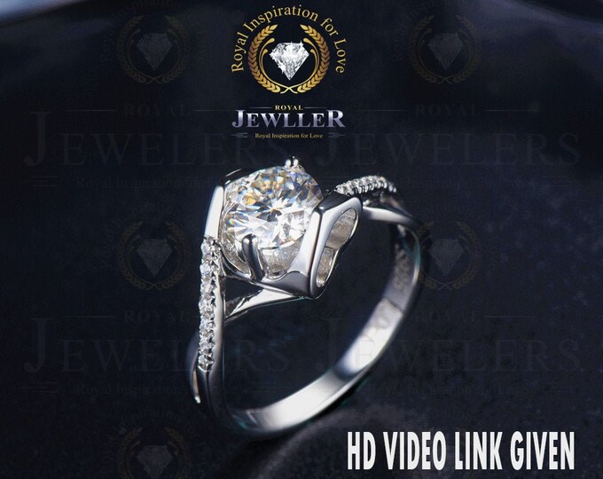 1.67Ct Round Forever One Moissanite Solitaire Engagement Ring/ Wedding Ring / Bridal Ring /Promise Ring /Tulip Solitaire Ring For Women Gift