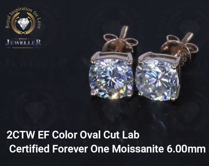 2Ctw Round Sparkle Colorless Moissanite Stud Earring Set, Moissanite Stud Earring For Woman, Earring Platinum In 18KT, 10KT, 14KT In Option