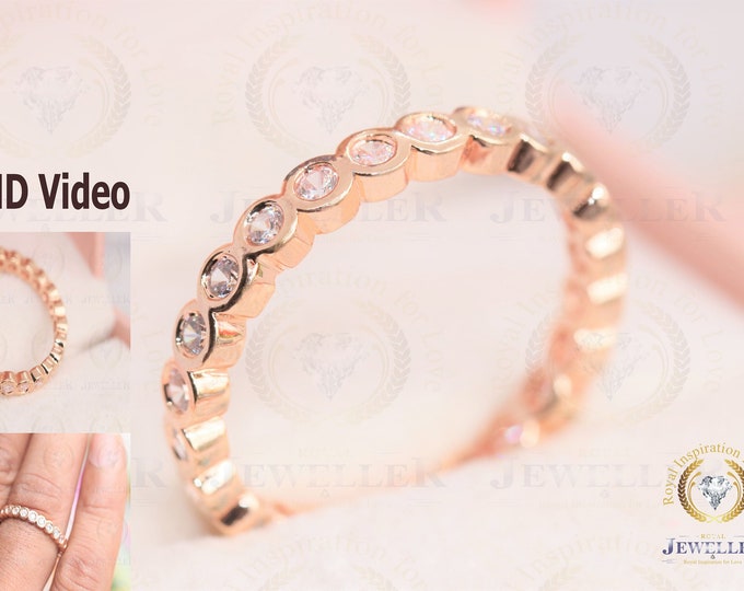 1.67TCW Full Eternity Band | Round Heart & Arrow Colorless Moissanite | Wedding Band | Solid Gold Band | Anniversary Gifts | Easter Gifts