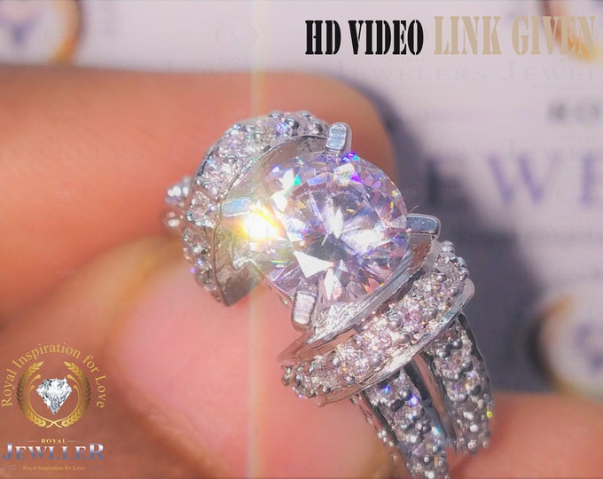 1.45Carat tested forever one moissanite engagement ring round 7mm classic style 4 prong solitaire anniversary ring white gold promise ring