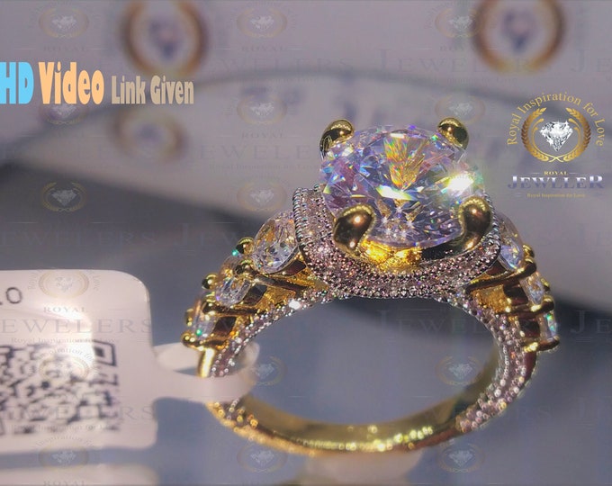 Real Certified Forever One Round Cut Moissanite Ring Eternity Engagement Ring 2.56ct Moissanite Accented By Genuine Diamond Wedding Rings
