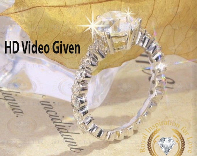 1.67Ct Old European Cut Moissanite Shared Prong Engagement Gold Ring, 1.89Ct Round Moissanite Ring, Art Deco Style, Custom Rings For Gift