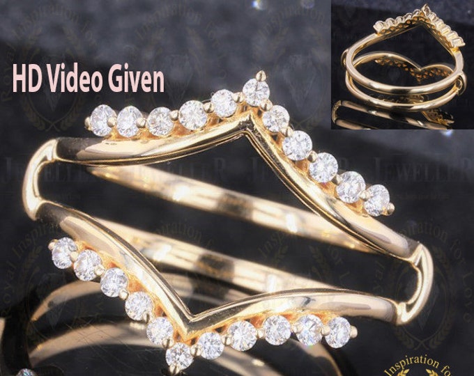 Round Brilliant Colorless Moissanite Wedding Band, Moissanite Tiara Band, Crown Wedding Band, Moissanite Chevron Band, Curved Wedding Band