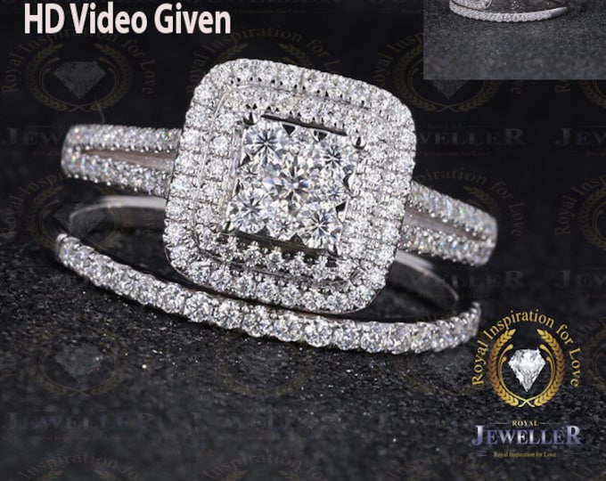 2.11CTW Melee Round Forever One Moissanite Ring Set, Bridal Set, 14Kt Gold Ring Set, Anniversary Gift, Engagement Ring Set, Gift For Her