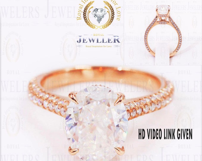 Oval Cut Forever One Moissanite Engagement Ring, Cathedral Hidden Halo Setting Ring,14K/18K Gold Ring, Moissanite Wedding Ring, Antique Ring