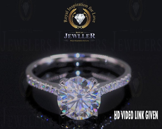Round Cut Forever One Moissanite Engagement Ring .44ct Diamonds 2.12ct Moissanite Hidden Halo Ring Wedding Ring Anniversary Ring For Gift