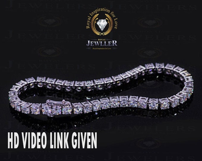 17.45ct Forever One Moissanite Tennis Bracelet, Prong Setting Round Moissanite Bracelet, Gold Bracelet, Personalized Length Bracelet Beloved